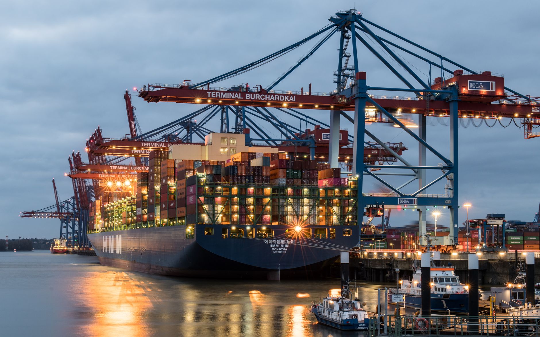 Cargo ship at a shipping port