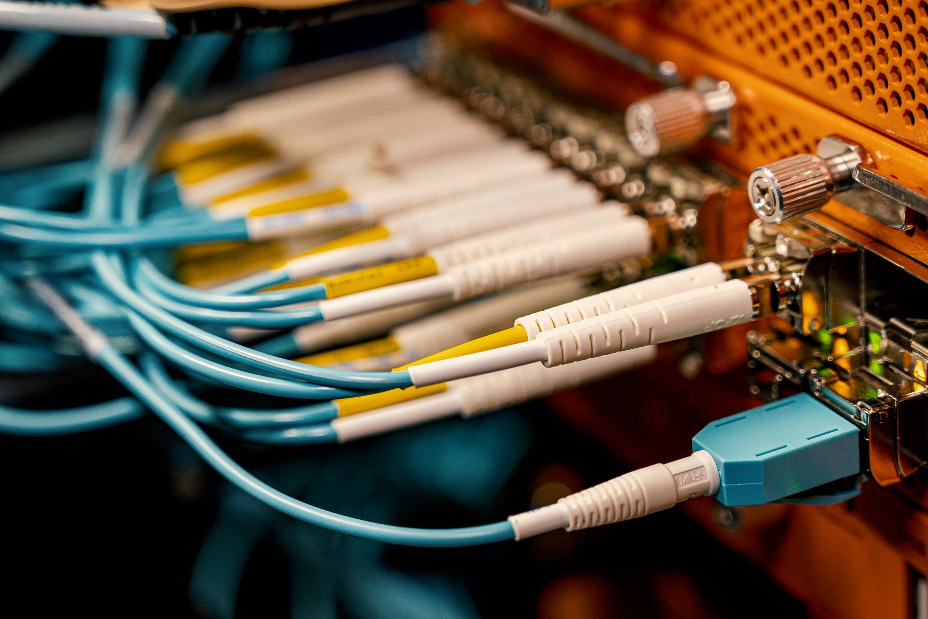 Technician terminating an industrial Ethernet cable connector