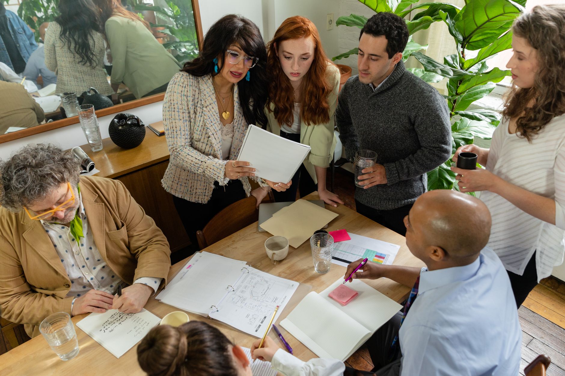 Team reviewing an energy management policy document