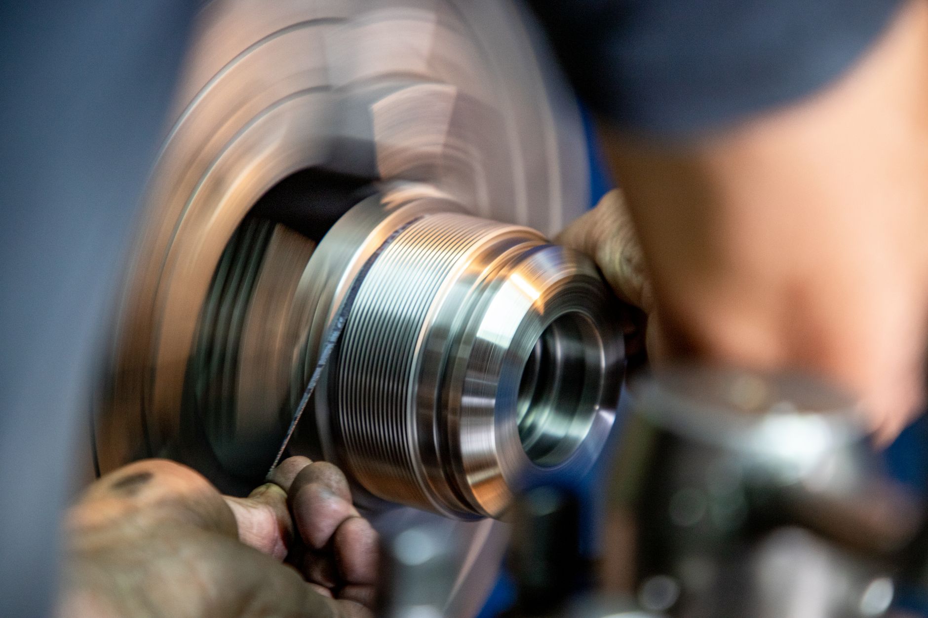 Lathe performing a turning operation on a workpiece