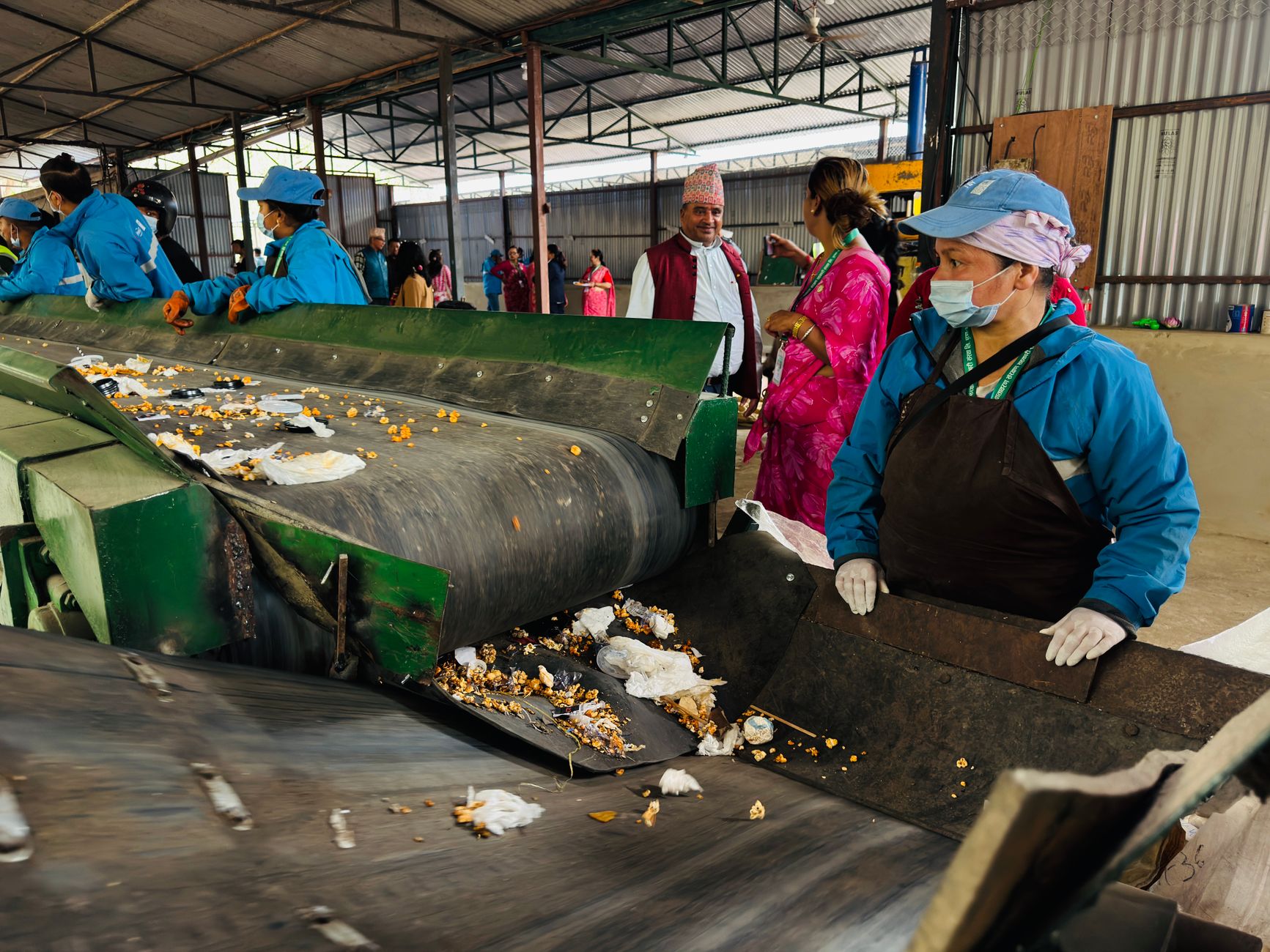 Recycling facility sorting industrial materials