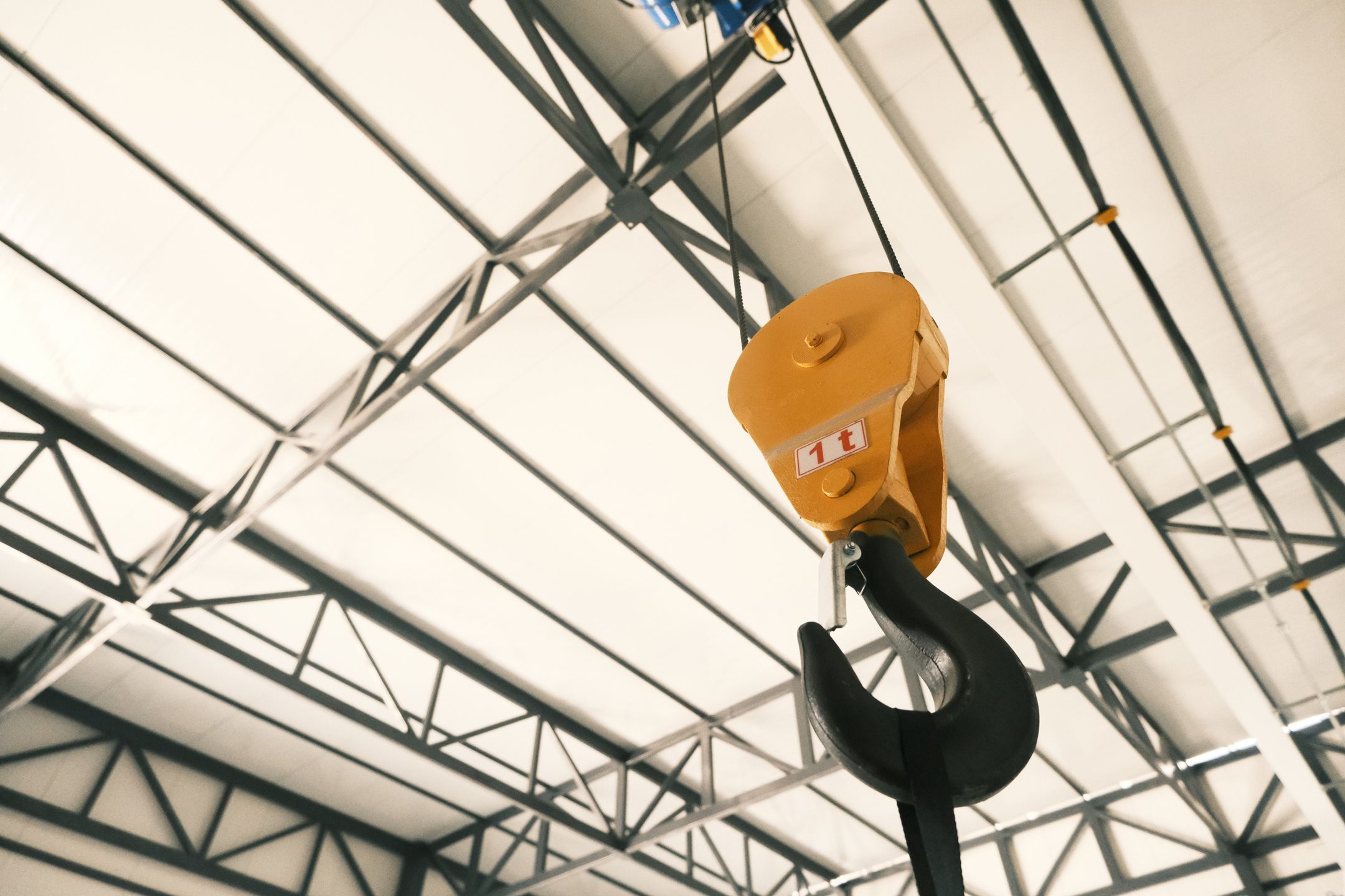 Chain sling and hook connected to a load
