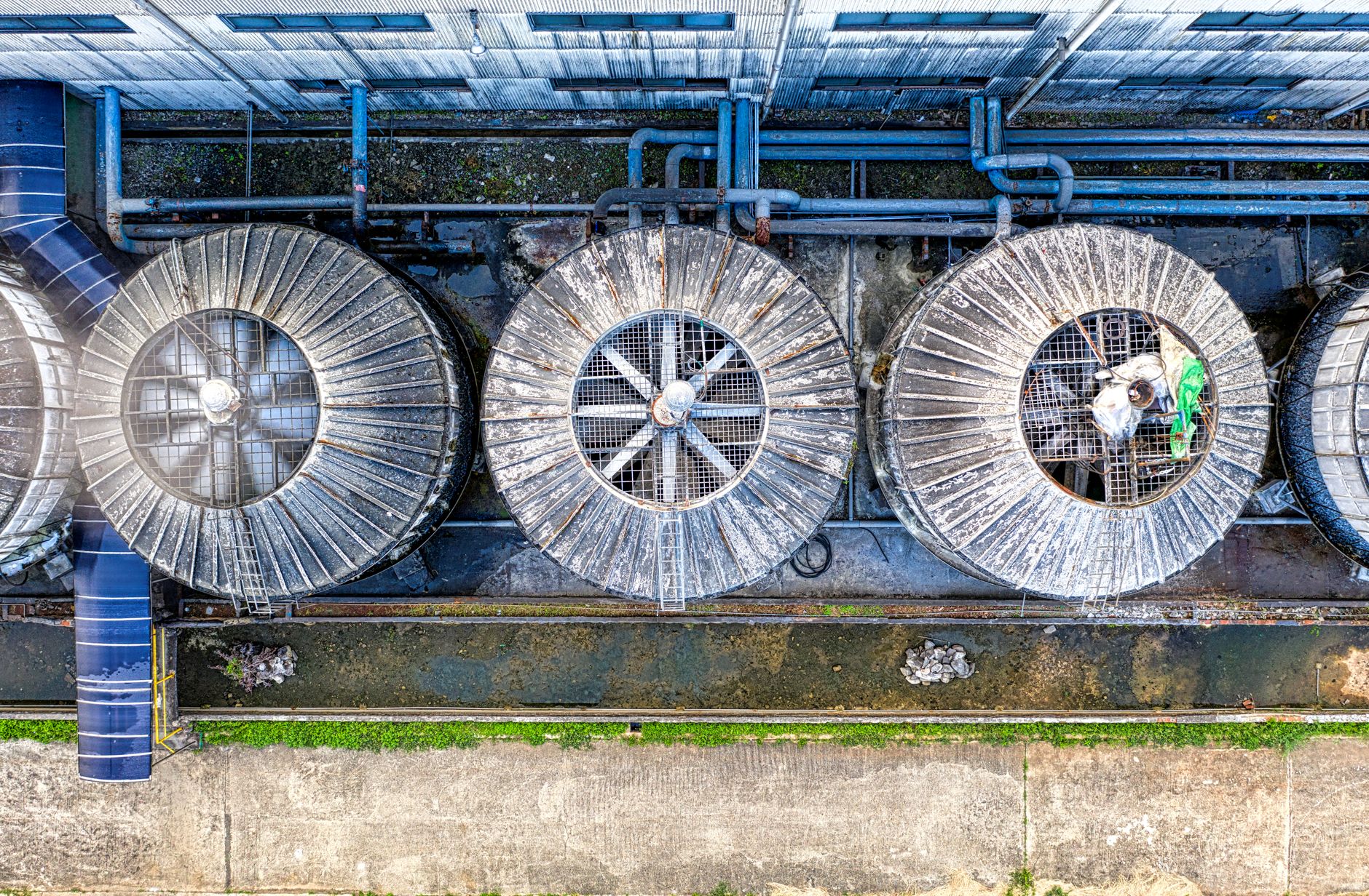 Engineer inspecting a cooling tower water system