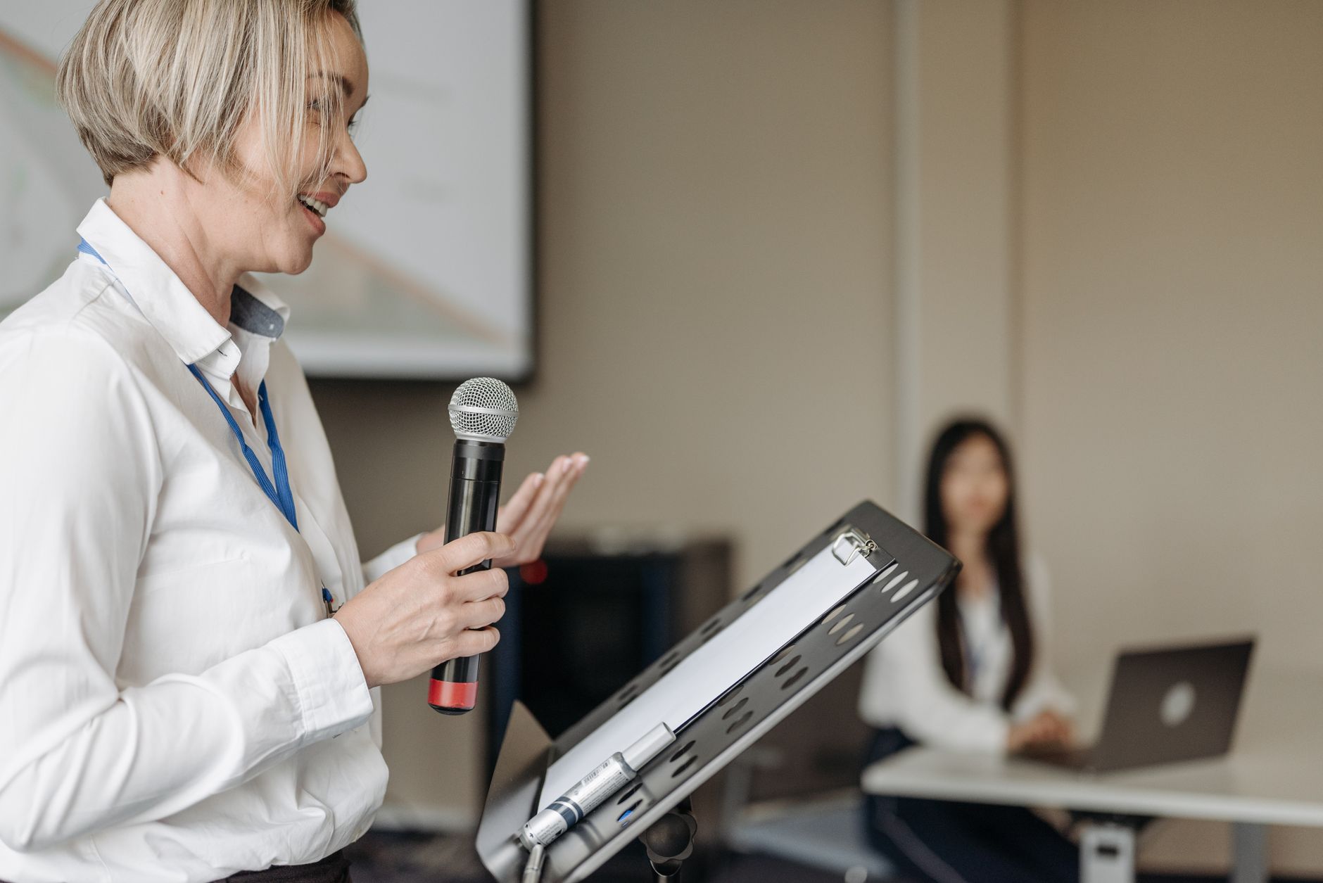 Instructor teaching a Women in Leadership workshop